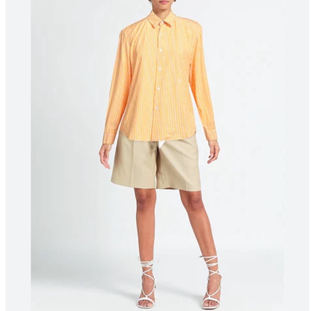 SPORTY & RICH Apricot Striped Button Down Shirt